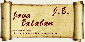 Jova Balaban vizit kartica